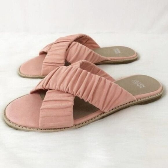 EILEEN FISHER Salmon Cross Slide Sandals  - Picture 4 of 6